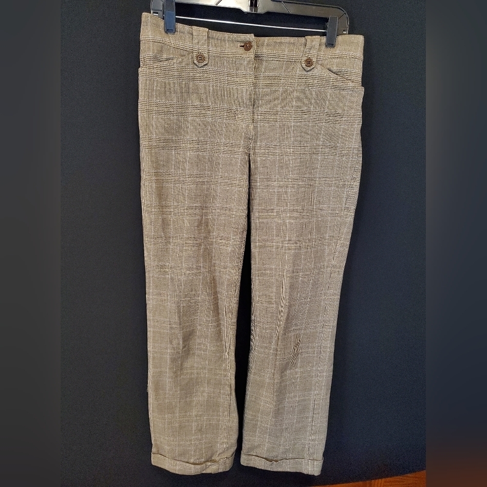 Jones New York Brown Plaid Cuffed Dress Pants